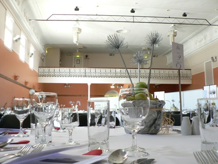 Balcony overlooking dining area in Town Hall