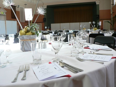 Town Hall setup for a dinner function 